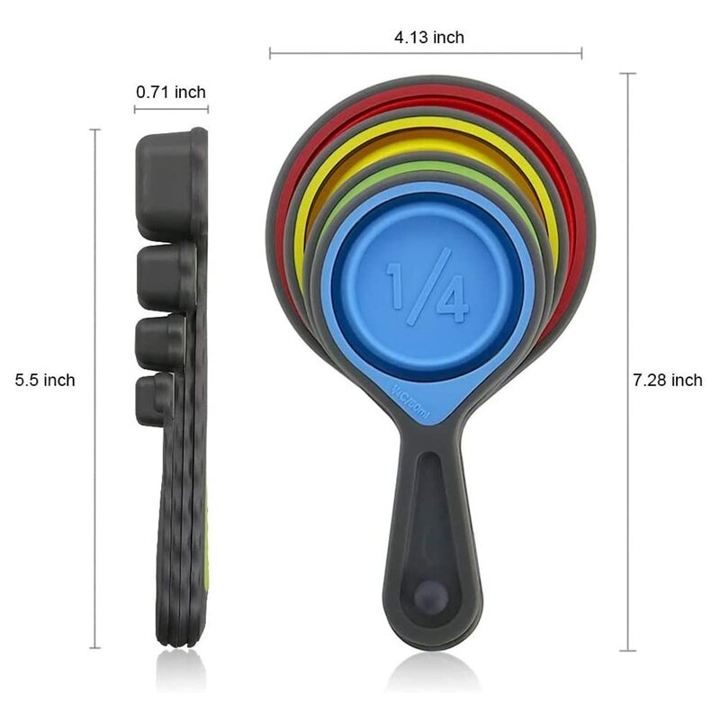Foldable Silicone Measuring Cups And Measuring Spoons Set, Measuring Spoons For Cooking Baking Dosing Dosing Aid