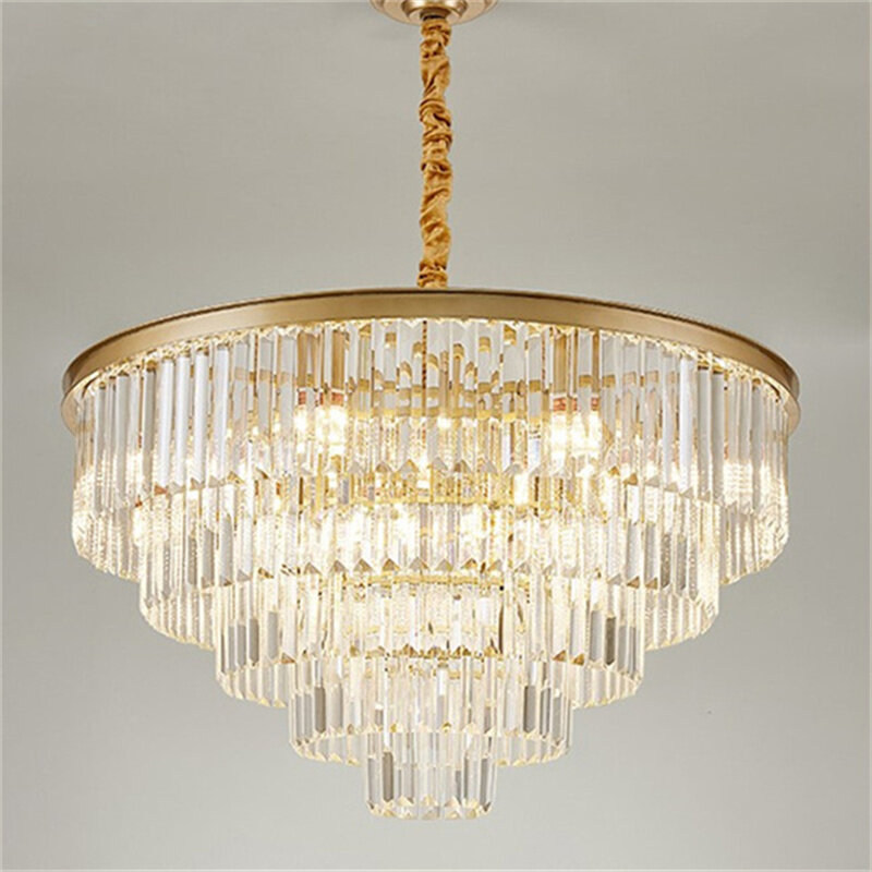 Modern LED Crystal Chandeliers Luminaria Hotel Lobby Black Round Square Luxury Chandelier for Living Pendant Light Lamp