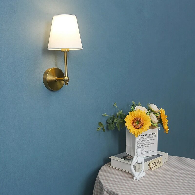 American Led Wall Lamp for Decor Bathroom Mirror Light Corridor Stairs Bedroom Lamp linen lampshade Wall Sconce Indoor Luminaire