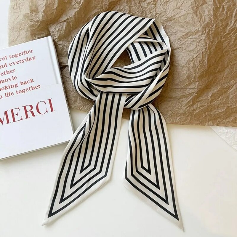 Neckerchief Ribbon Headband Tie Printing Wraps Stripe Printed Scarf Small Long Scarf Korean Style Scarves Silk Scarf