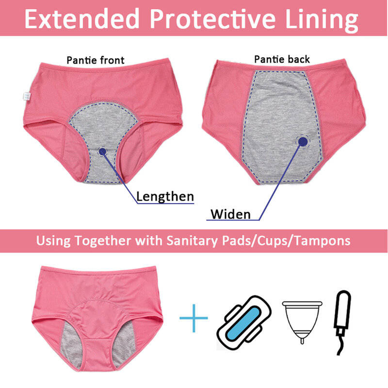 5pcs/Set Leak Proof Menstrual Panties Women Period Underwear Sexy Pants Physiological Underwear Plus Size Waterproof Briefs