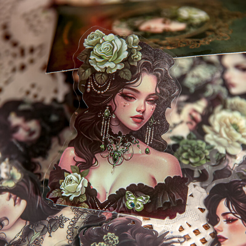 6 confezioni/lotto Retro Gothic Girl series retro British character flowers PVC sticker