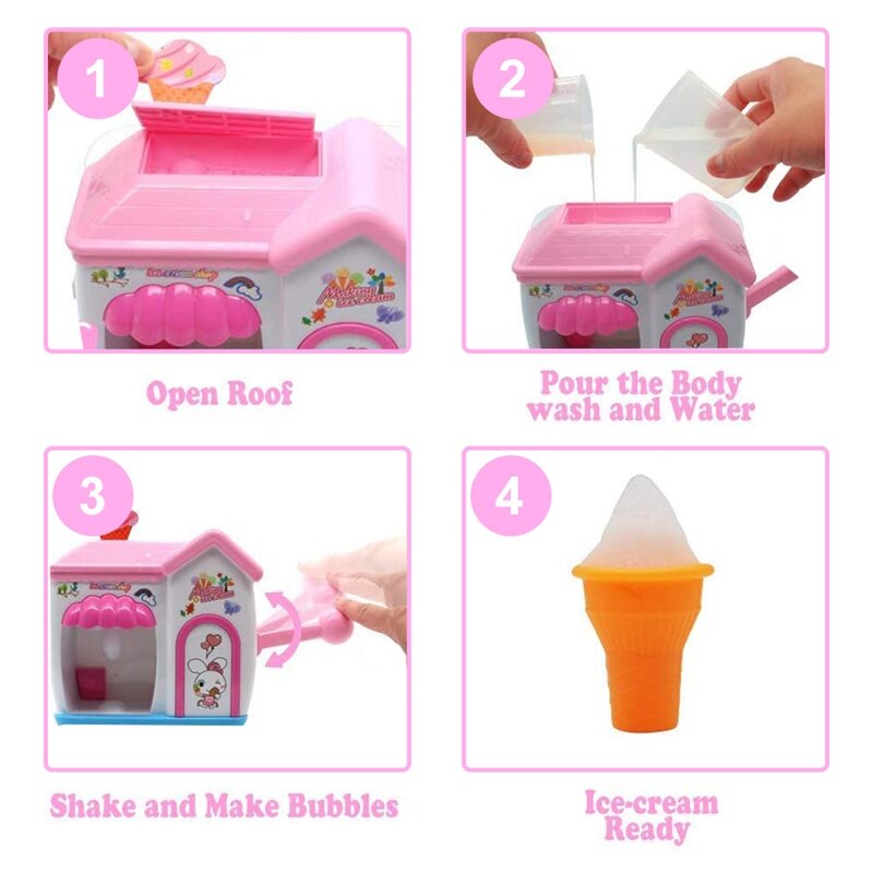 Kids Bathroom Foaming Ice Cream Bubble Machine Bathtub Toy Children Play House Educational Bath Fun Game