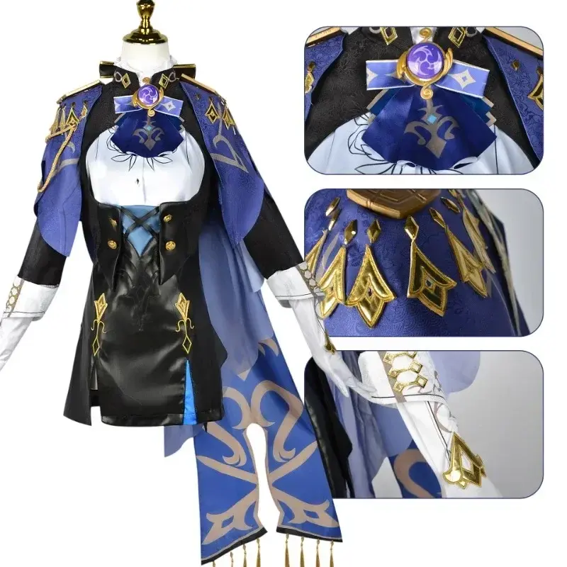 Clorinde Cosplay Genshin Impact Costume Fontaine Champion Duelist Cos Wig Hat Uniform Cloak Earrings Halloween Party Role Play