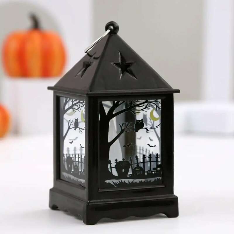 Battery Powered Halloween Lantern Simulated Flame Led Lamp for Outdoor Home Decor Holiday Bar  Garden Decoration