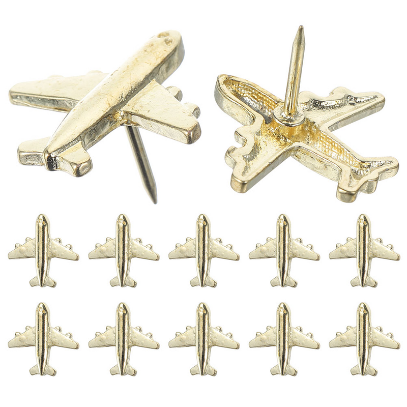 Chinchetas decorativas para avión, tablero de mapa con forma de avión, 24 piezas
