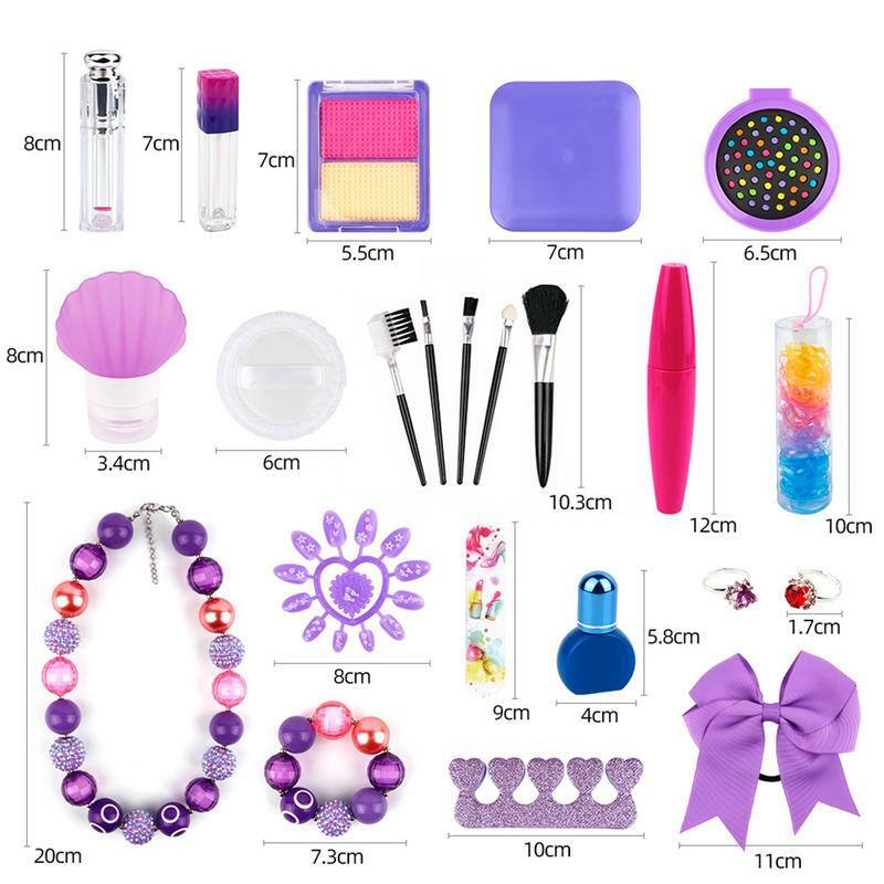 Set Makeup bermain untuk anak perempuan, Set Makeup palsu yang dapat dicuci, mainan kosmetik mainan liburan ulang tahun