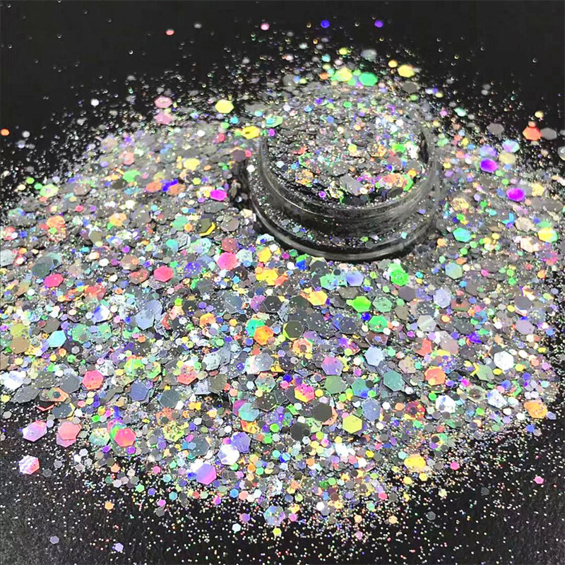 5g colorido pó sparkly hexágono prego glitter sequin laser holográfico iridescente unha arte glitter lantejoulas manicure accessorie