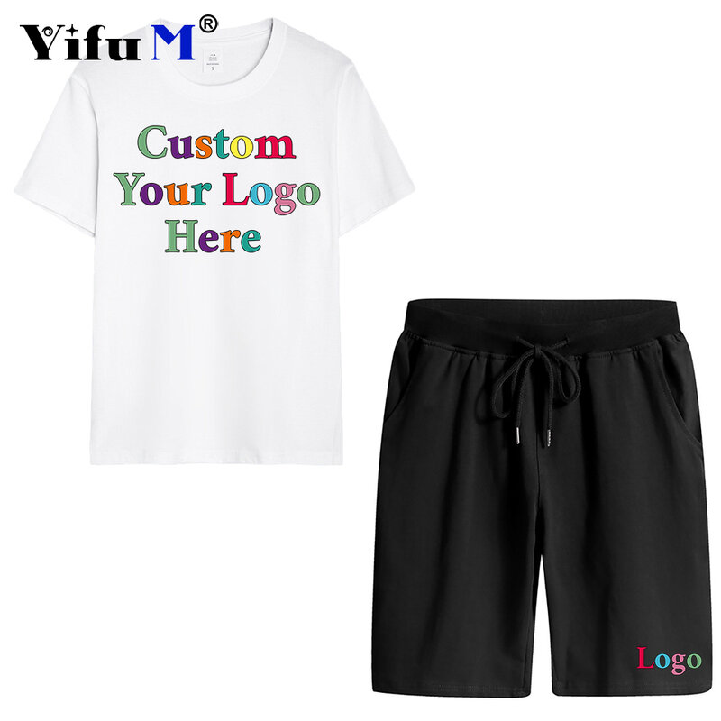Bearbeiten Sie Ihr Logo Sommer Herrenmode Sporta nzug Baumwoll druck T-Shirt Shorts bequeme Kurzarm Shorts 8 Farben Kleidung