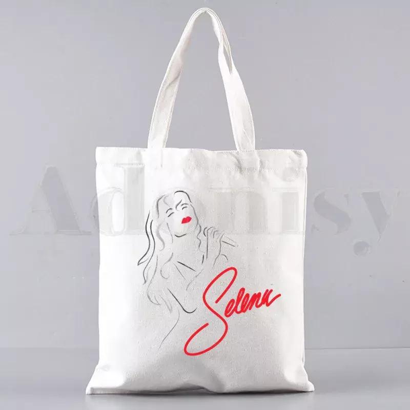 Vintage anni '90 La Reina SELENA QUINTANILLA Cartoon borse borse a tracolla Casual Shopping Girls Handbag donna elegante borsa di tela