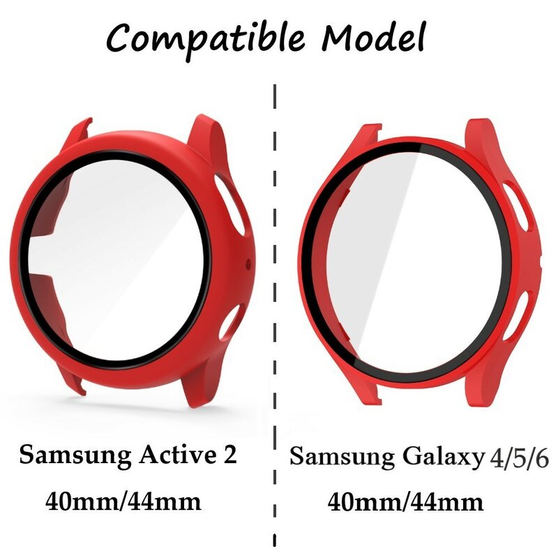 20mm Bracelet et étui pour Samsung Galaxy Watch 4/5/6, 40mm, 44mm, Samsung Galaxy Watch Active 2, 40mm, 44mm, étui de protection pare-chocs