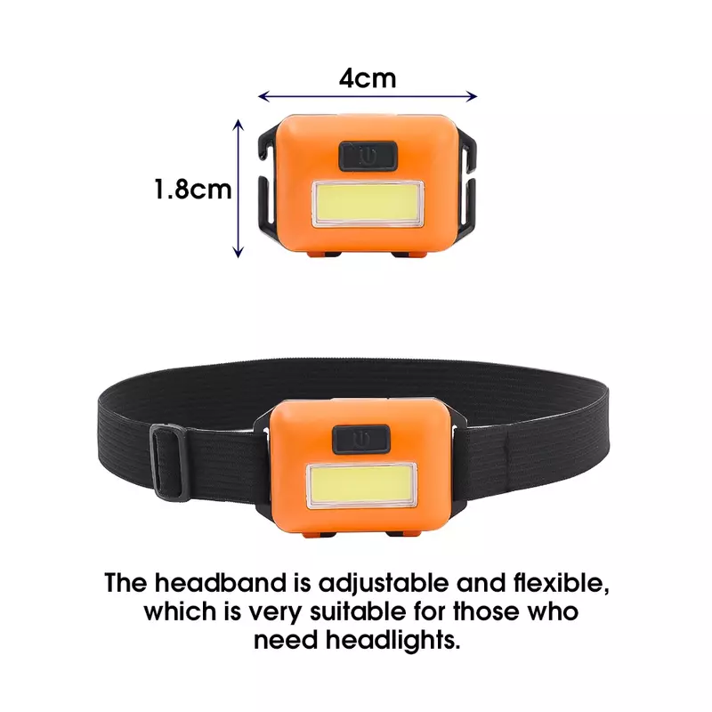 미니 COB 휴대용 LED 헤드 램프, 방수 헤드 프론트 라이트, 야외 캠핑 하이킹 헤드 손전등, 3 가지 모드 조명