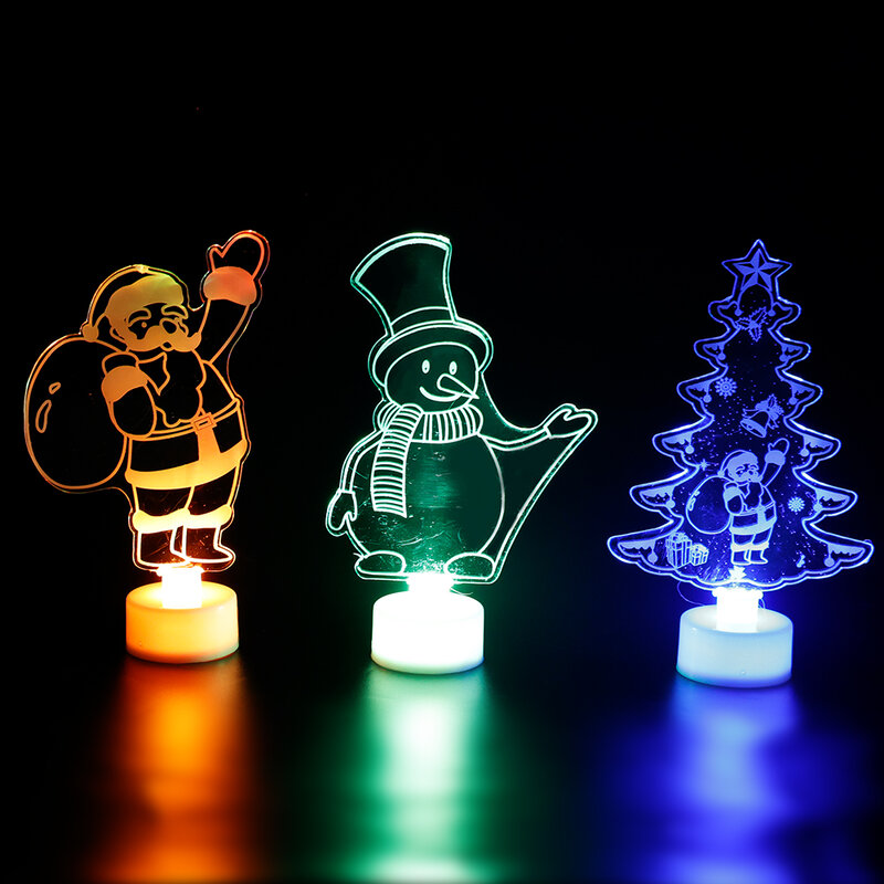 СВЕТОДИОДНЫЙ цветной яркий ночник, Рождественский декоративный светильник, акриловый цветной светильник, декоративные мигающие лампы, Рождественское украшение, светильник