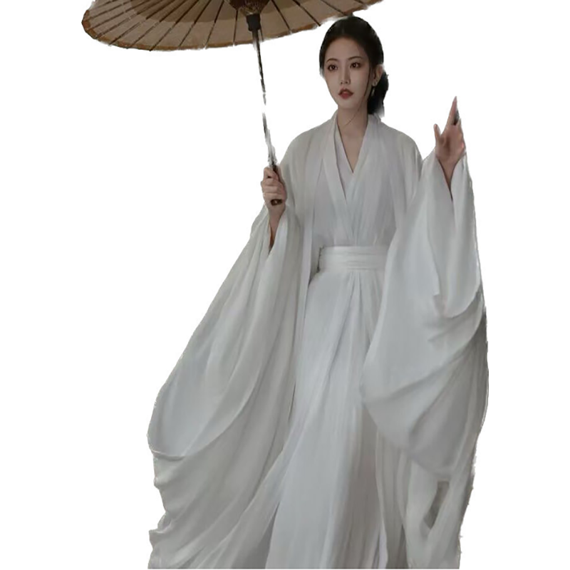 Robe Hanfu blanche pour femme, costume de cosplay de prairie chinoise, robe d'été pour femme, grande taille, nickel é d'Halloween, 2023