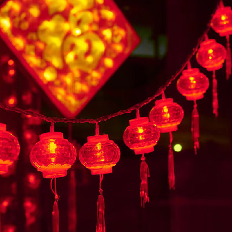 Decorações plásticas simbólicas do ano novo lunar, lanternas do festival, decoração home, fácil à mola