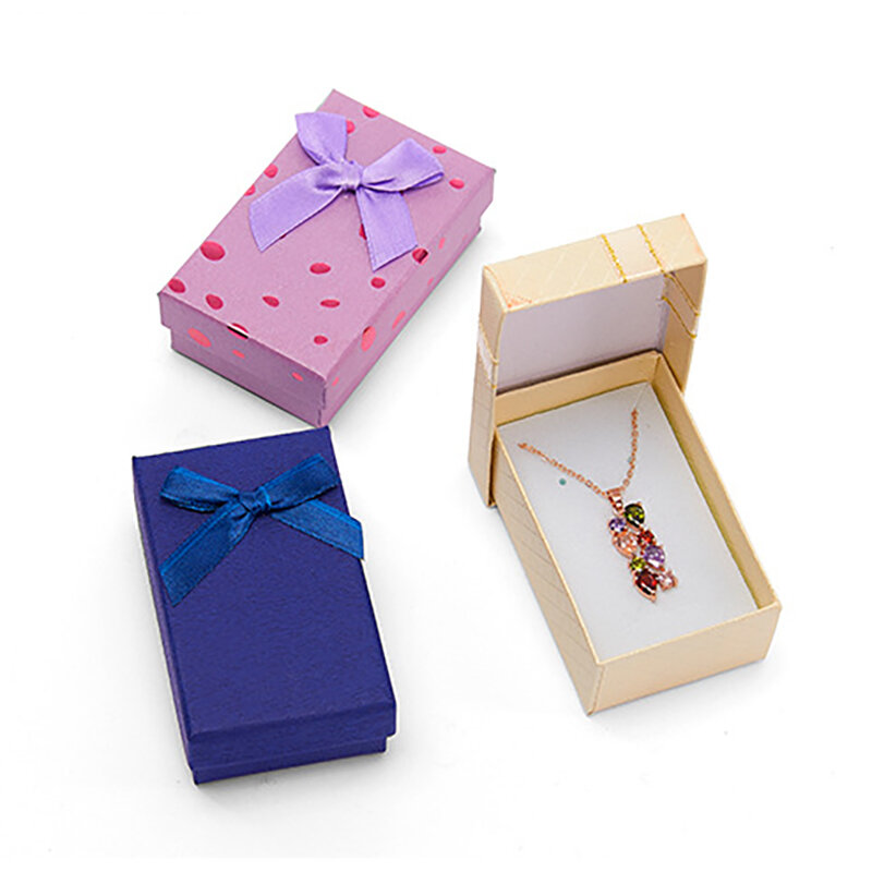 Bowknot Ribbon Jewelry Organizer Box Multi Colors Ring orecchini ciondolo collana Storage Jewelry Display Packaging Gift Case