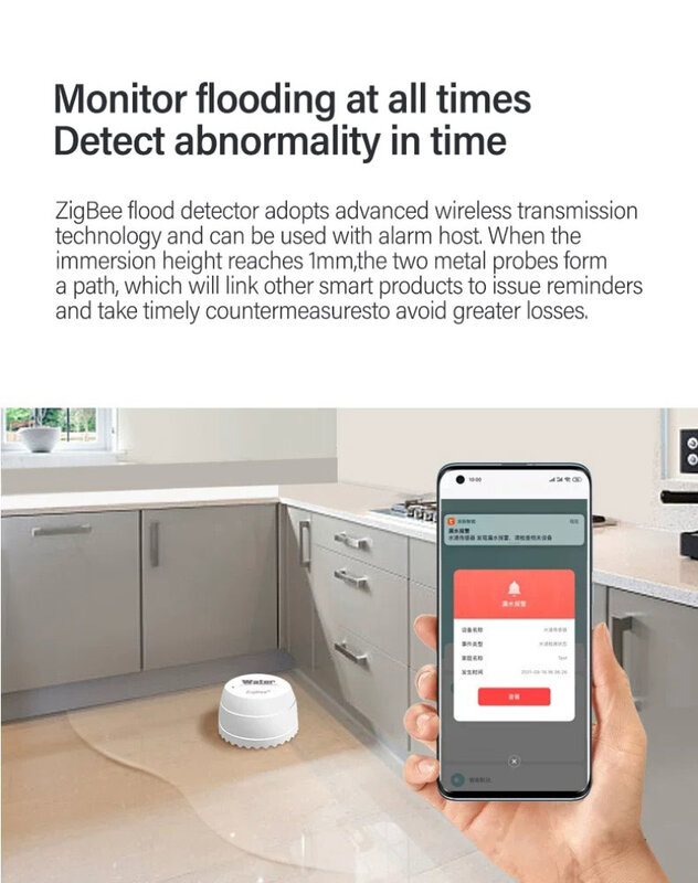 Умный детектор утечки воды Tuya Zigbee, сенсор для умного дома, со шлюзом Zigbee, с поддержкой приложения Tuya Smart Life