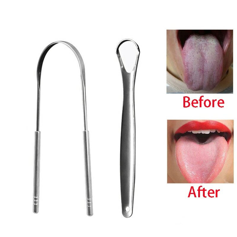 Aço inoxidável Tongue Scraper Cleaner, Tipo U, Limpeza Respiração Fresca, Escova de Dentes Revestida, Ferramentas de Higiene Oral, 1 Pc, 2Pcs