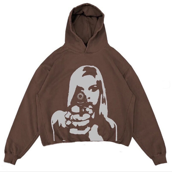 Sweater ins longgar pasangan Jalan bertudung kaus Amerika Y2K retro huruf cetak hoodie pria dan wanita Gothic cetak sweater baru