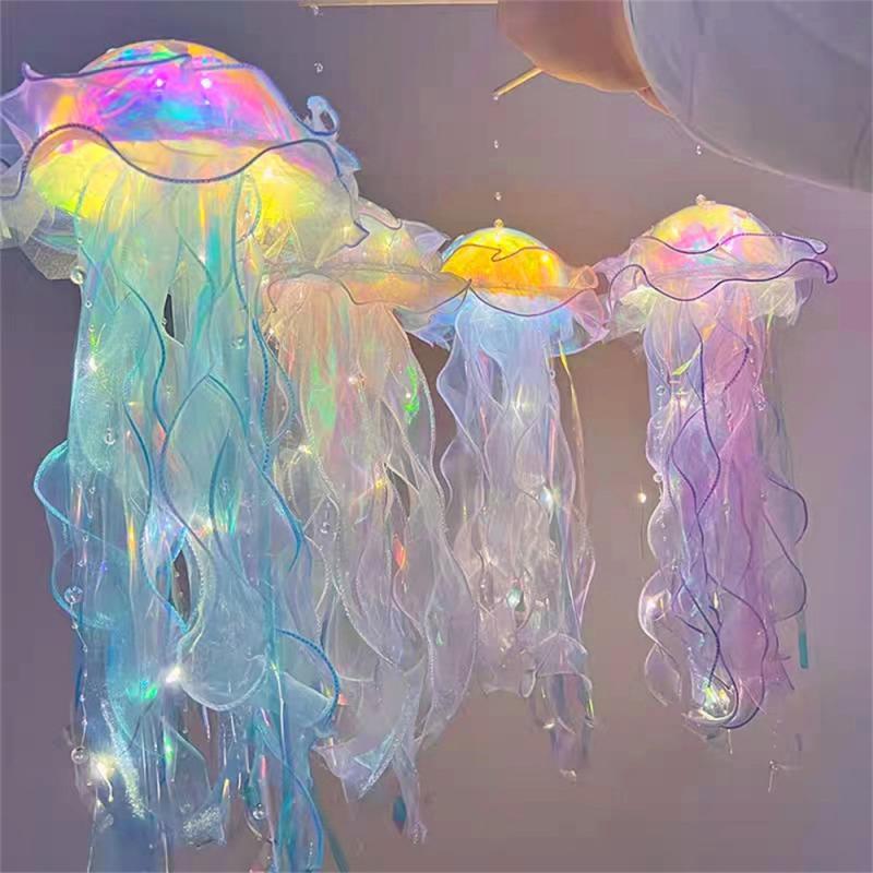 Переносная лампа в виде медузы, цветочный светильник для декора комнаты для девочек, ночник для спальни, освещение для домашнего декора