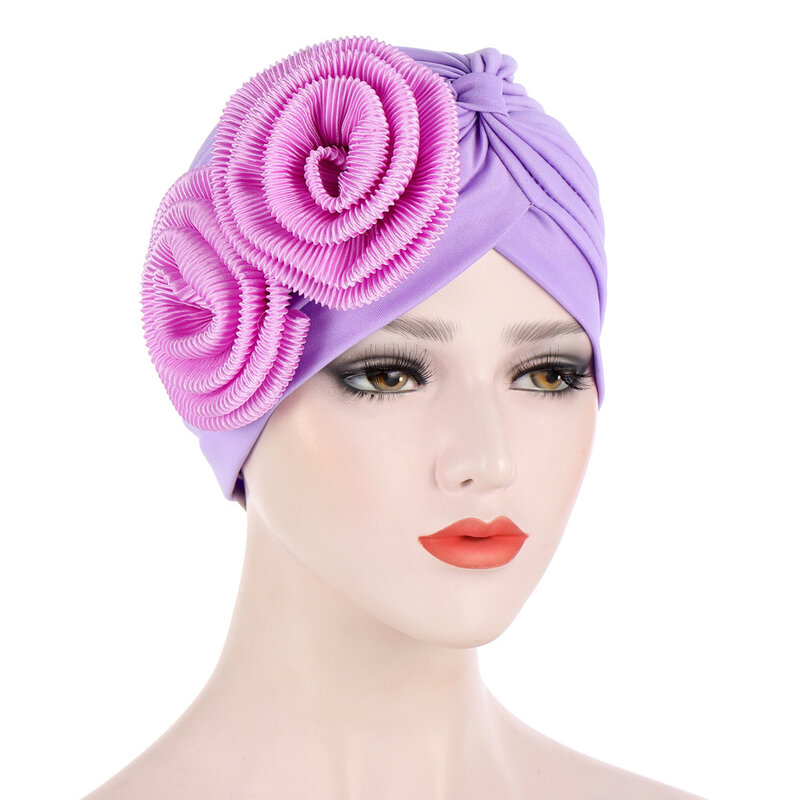 Turbante con flores elegantes para mujer, para la cabeza pañuelo musulmán, gorro femenino, envolturas para la cabeza, sombrero africano indio