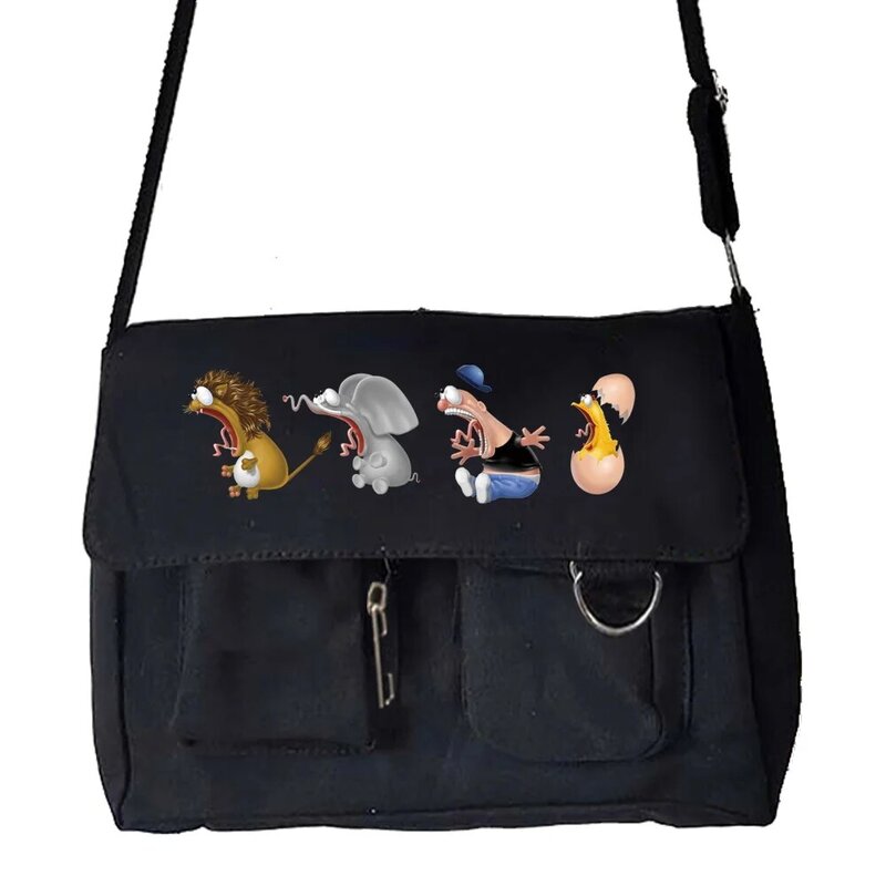 Women's Canvas Crossbody Bags Fashion Shoulder Bags Student High Quality Storage Bag Cartoon Print Casual Large Capacity Handbag
