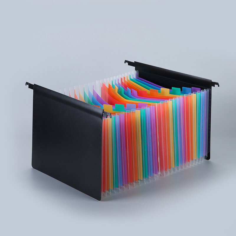 Pasta de arquivos expansível de plástico com grande capacidade, carteira de órgãos suspensa, várias camadas, A4, 13-25 divisores