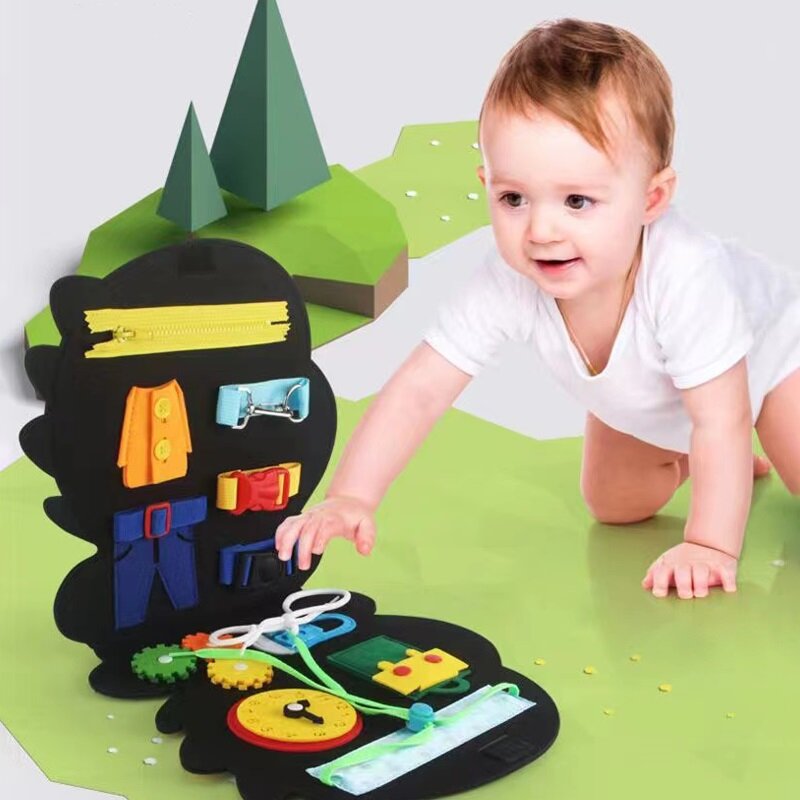 Baby Montessori Leren Drukke Board Dinosaurus Olifant Tijger Kid Vroege Onderwijs Verlichting Cartoon Voelde Puzzel Gift Speelgoed