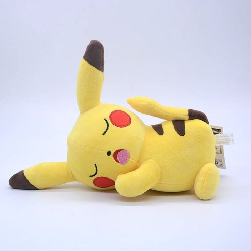 Pokémon Pikachu dormindo bonecas de pelúcia para crianças, figura anime, modelo recheado de animais, brinquedo pingente, presentes de Natal, 20-25cm