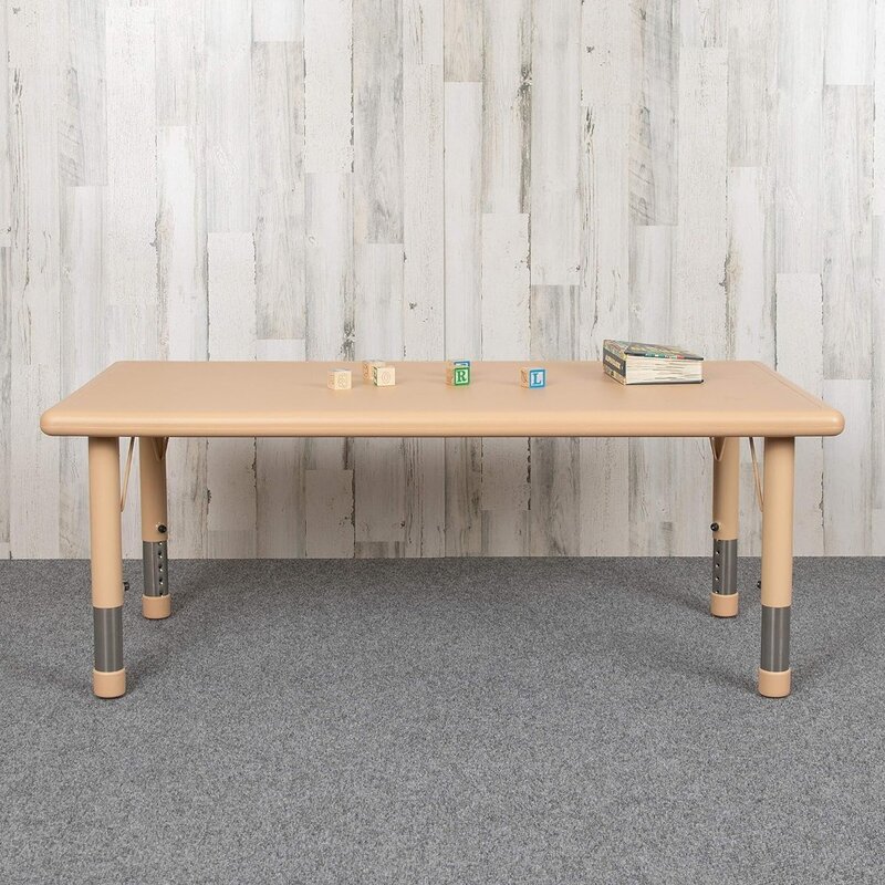 طاولة نشاط مستطيلة بارتفاع قابل للتعديل من البلاستيك الطبيعي ، لتر ، 24 "W x 48"