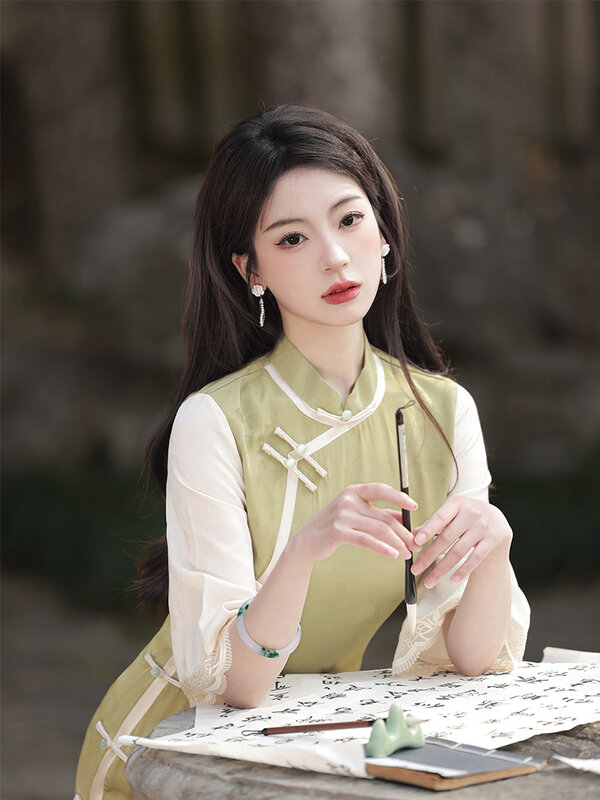 Robe Cheongsam à manches courtes pour femmes, Vintage, élégant, chinois traditionnel, fente haute, Qipao Oriental