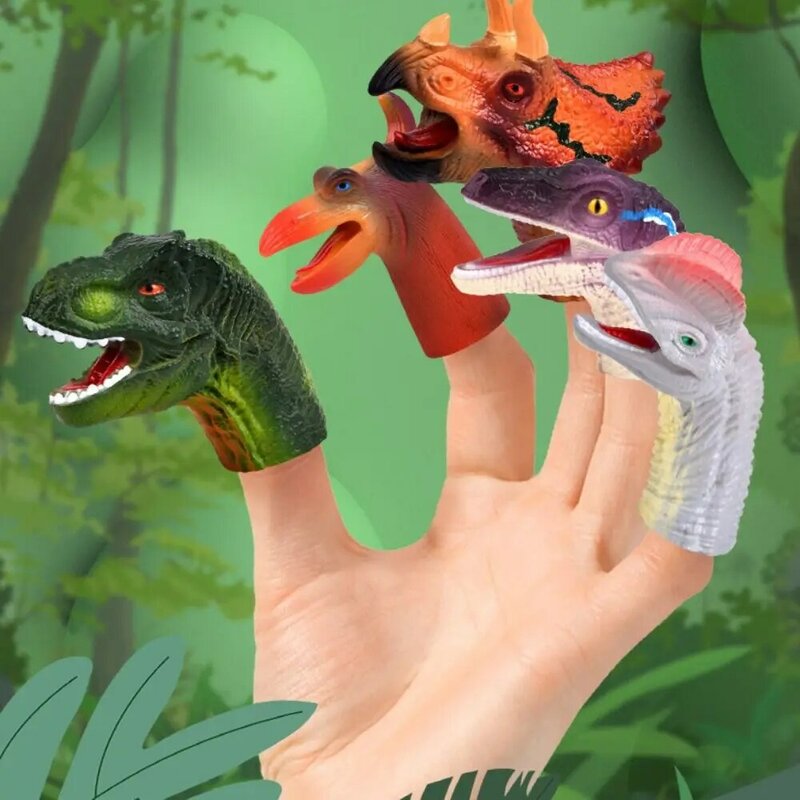 Mini marioneta de mano de animales coloridos, juguete educativo de seguridad, marioneta de dedo de dinosaurio, mordedor, juguetes para masticar