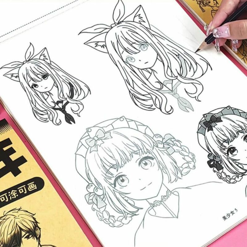 Libro Tutorial de trazado de arte pintado a mano, práctica de bocetos, copia de arte, libro de dibujo de Anime dibujado a mano