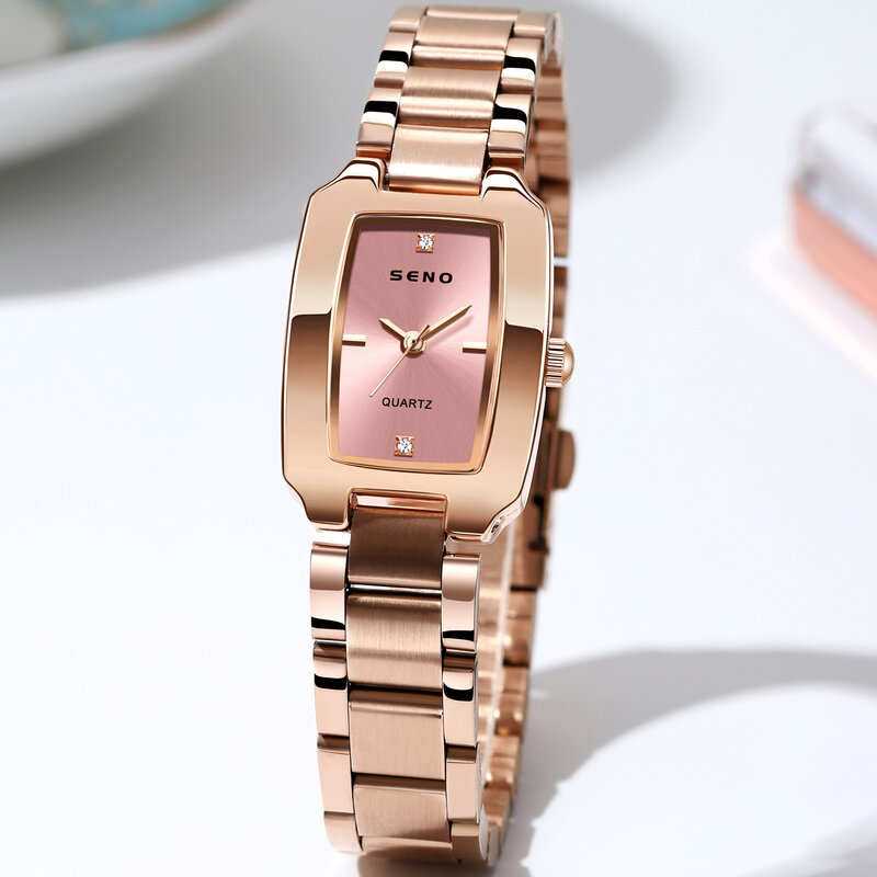 Элегантные и изящные маленькие женские часы из нержавеющей стали цвета розового золота простые темпераментные женские часы