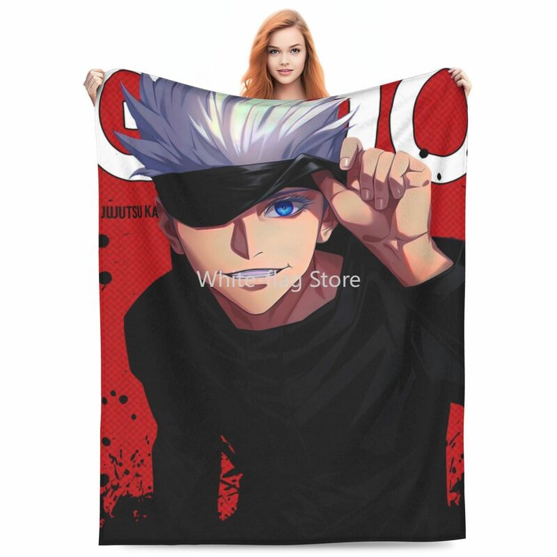Red Flannel Blanket Japanese Anime Super Warm Throw Blanket for Couch Bed Travel Funny Bedspread Sofa Bed Cover