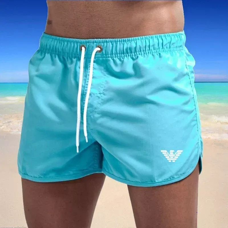 Мужские пляжные шорты, обтягивающие и неформальные шорты-бермуды, быстросохнущие, модные, для спортзала и фитнеса