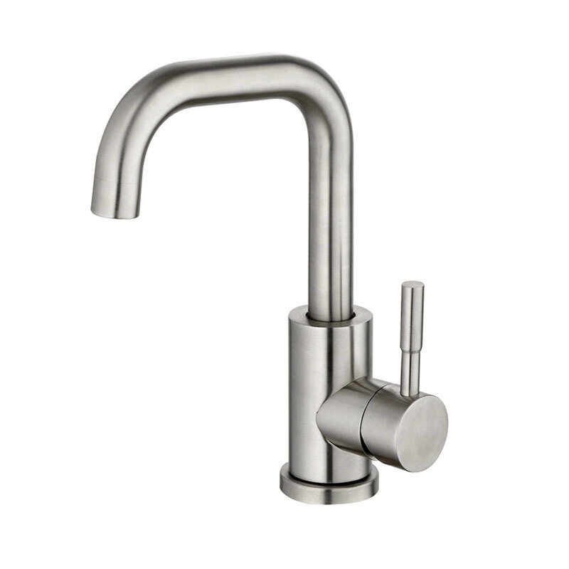 Hot Cold Water Faucet Bathroom Kitchen Basin Single Handle 304 Stainless Steel Sink Faucets 2 Holes
