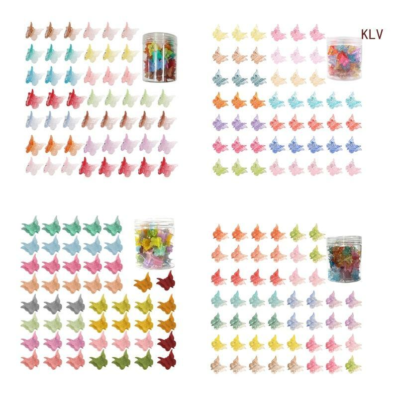 50 قطعة من مخالب شعر الأطفال الصغيرة اللطيفة، عبوة صندوق ألوان متنوعة 6XDA