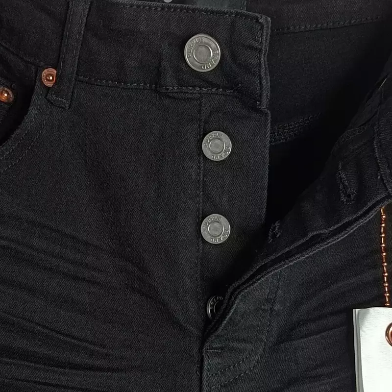 กางเกงยีนส์แฟชั่นแนวโรกาสีม่วงแฟชั่นใหม่กางเกงกระชับรูปร่างฮิปฮอปเทรนด์แนวสตรีทแบบขาดตรง1:1