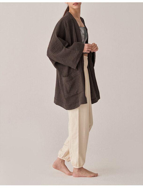 여성용 빈티지 하라주쿠 모슬린 100% 코튼 거즈 가디건 상의 코트, 한국 가을 캐주얼 셔츠 재킷, Roupas Femininas 패션