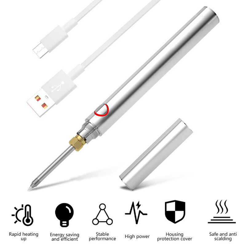 Kit de ferro de solda de temperatura ajustável Mini ferros de solda elétricos Ferramentas USB equipamento de carregamento com ponta de solda 5V, 8W