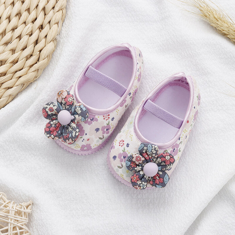 Stampa floreale cotone primi camminatori neonate calzature estate primavera Toddlers Flower Prewalke scarpe in cotone rosa suola morbida