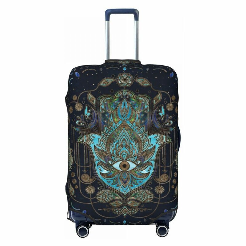 Custom Hand Of Fatima Blue Gemstones Suitcase Cover Dust Proof Hamsa Hand Evil Eye Travel Luggage Covers for 18-32 inch