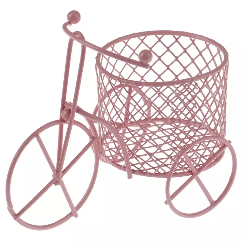 Support de stockage d'art mignon de tricycle de fer, conteneur de papeterie, décoration de bureau, fournitures scolaires et de bureau
