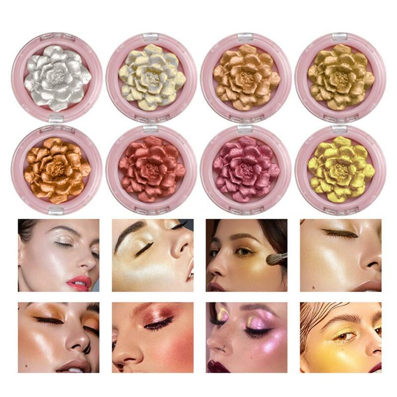 Exquisita paleta de resaltador de Rosa 3D tallado, maquillaje cosmético para la cara, brillo de contorno, brillo de brillo, bronceador alto, F2J9