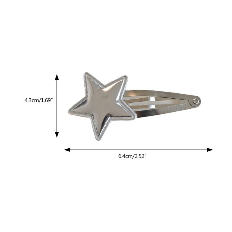 Women Girls Star Hair Pin Sweet Side Clips Glitter Silver Hairpin for Holiday Gift and Cosplay Costume Hair Accessories