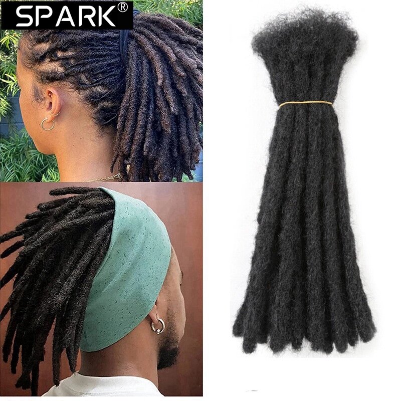SPARK-Dreadlocks artesanais para tranças, cabelos de crochê, estilo hip-hop, extensões de peruca, 100% cabelo humano, 10 fios, 6-24 em