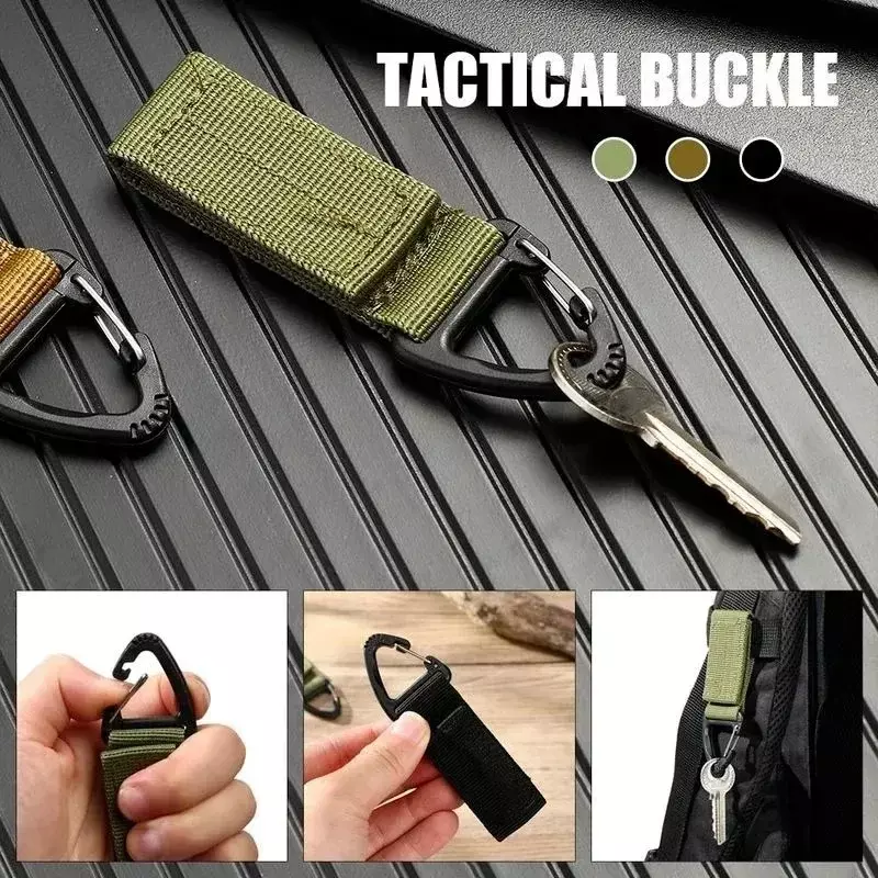 Outdoor Camping Carabiner Nylon Molle Tactical Backpack Key Hook Webbing Buckle System Belt Buckle Hanging Climbing Accessory