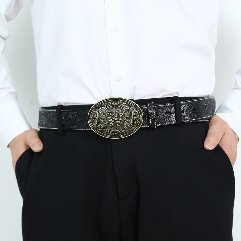 Hebilla con letras de la A la Z para hombre y mujer, hebilla de cinturón con iniciales del vaquero occidental, lo mejor para la personalización