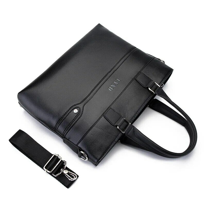New Fashion Business Briefcase Casual  Men's PU Leather Shoulder Bag 14 Inch Laptop Case Male Handbag Travel Tote
